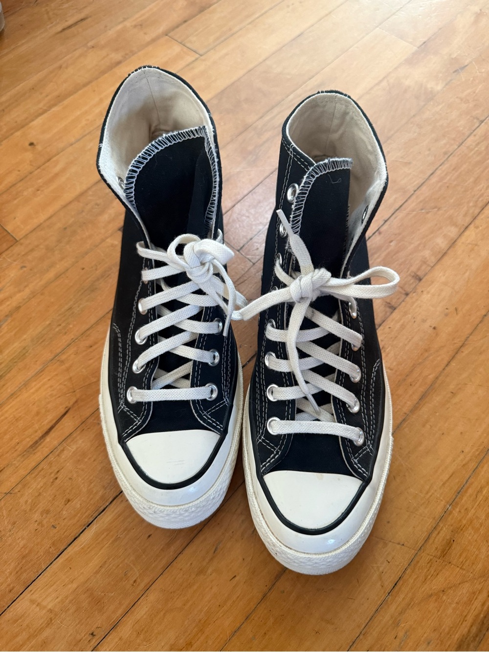 Classic High-Top Canvas Sneakers in Black and White